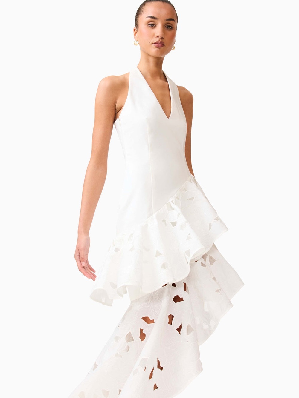ELLIATT Elizabeth Asymmetrical Gown White Bridal Shower Bachelorette Size S NWT - Picture 3 of 8